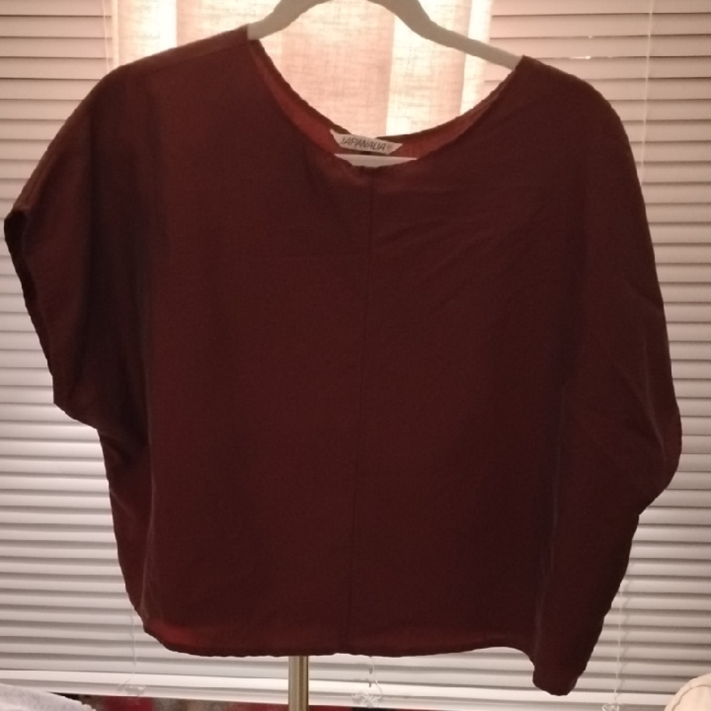 Japanalia Deep Rust S/S Kimono Inspired Blouse
